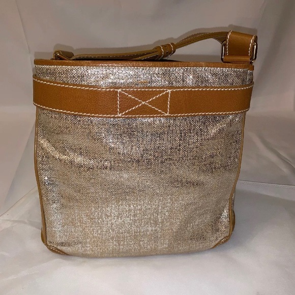 Marc Jacobs Metallic canvass &leather shoulder bag